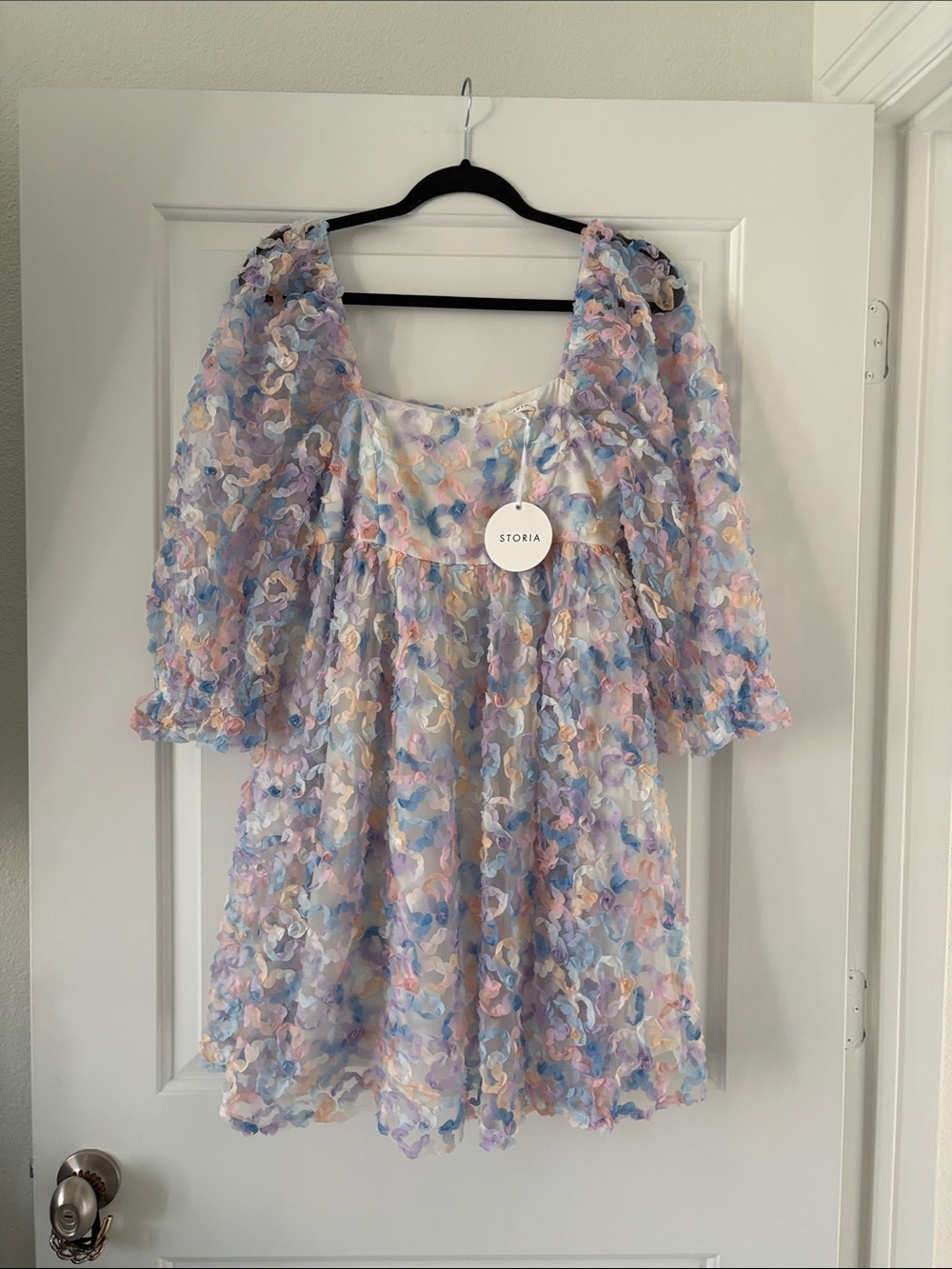 NWT Storia Pastel Floral Mesh Mini Dress - Multicolor Size Small